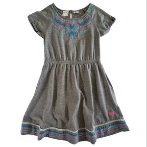 K1115 * Roxy Girl Party All The Time Dress Gray Pink Blue Size 8/10 S
